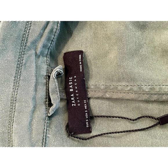 Zara Olive Green Light Weight Trench Coat Duster Jacket Belted Waist Tied - Picture 6 of 15